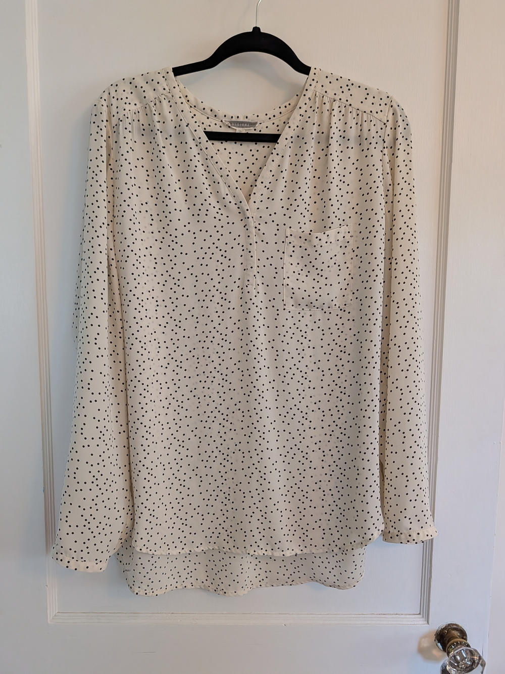 Pleione Cream Blouse with Black Polka Dots